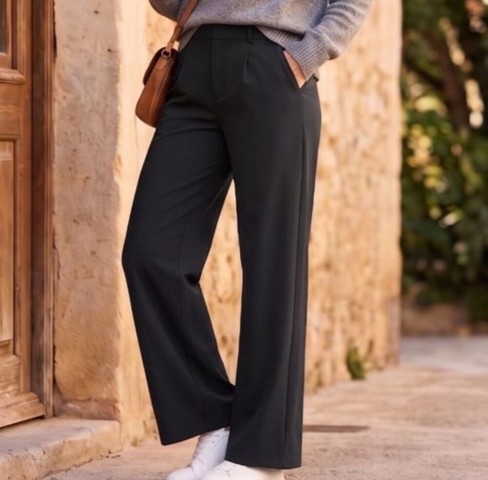 Halara Flex DayStretch High Waist Pleated Pull On Pocket Pants Black Size Medium